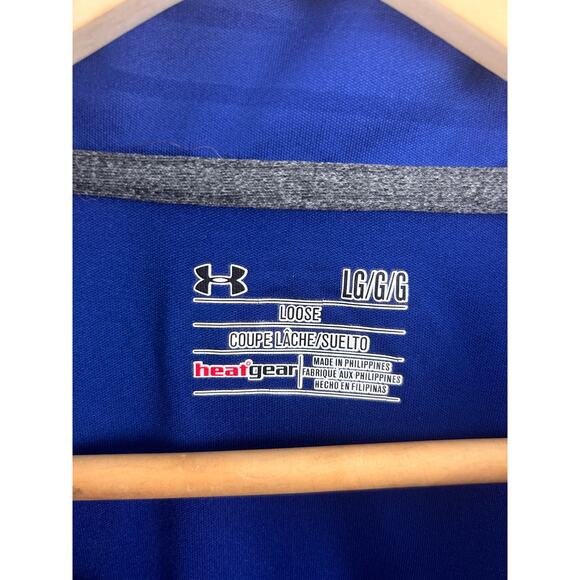Under Armour HeatGear 1/4 Zip Pullover Blue Striped Long Sleeve Men’s LG - Picture 2 of 6
